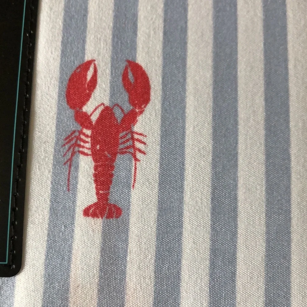 Cynthia Rowley Blue Stripe Sheet Set with Red Lobster Motif